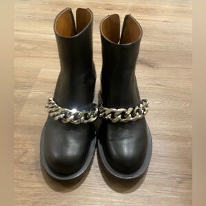 Givenchy Black Ankle Boots with Silver Chain